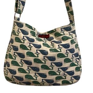 Bungalow 360 Whale Print Canvas Shoulder Hobo Bag - Very Good Condition